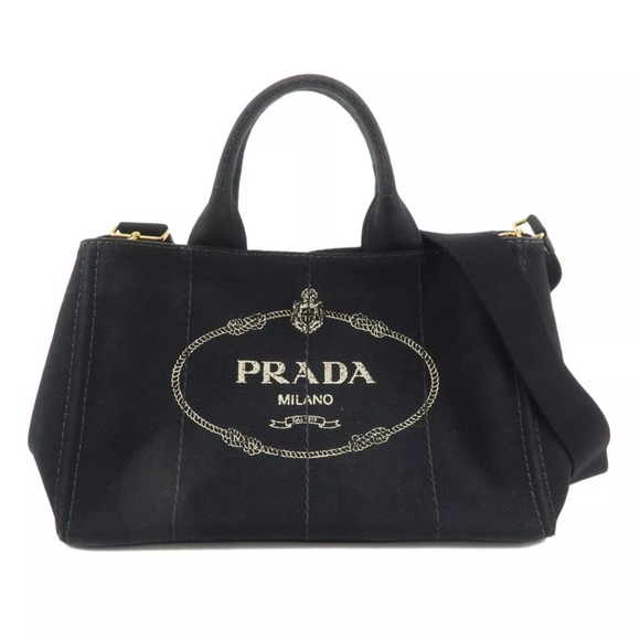 👜 BLACK  PRADA CANAPA TOTE XL WITH STRAP❤️❤️ WITH COA - Picture 4 of 12
